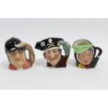 Three Royal Doulton large character jugs – “Gone Away” (D6531), “Long John Silver” (D6335), & “