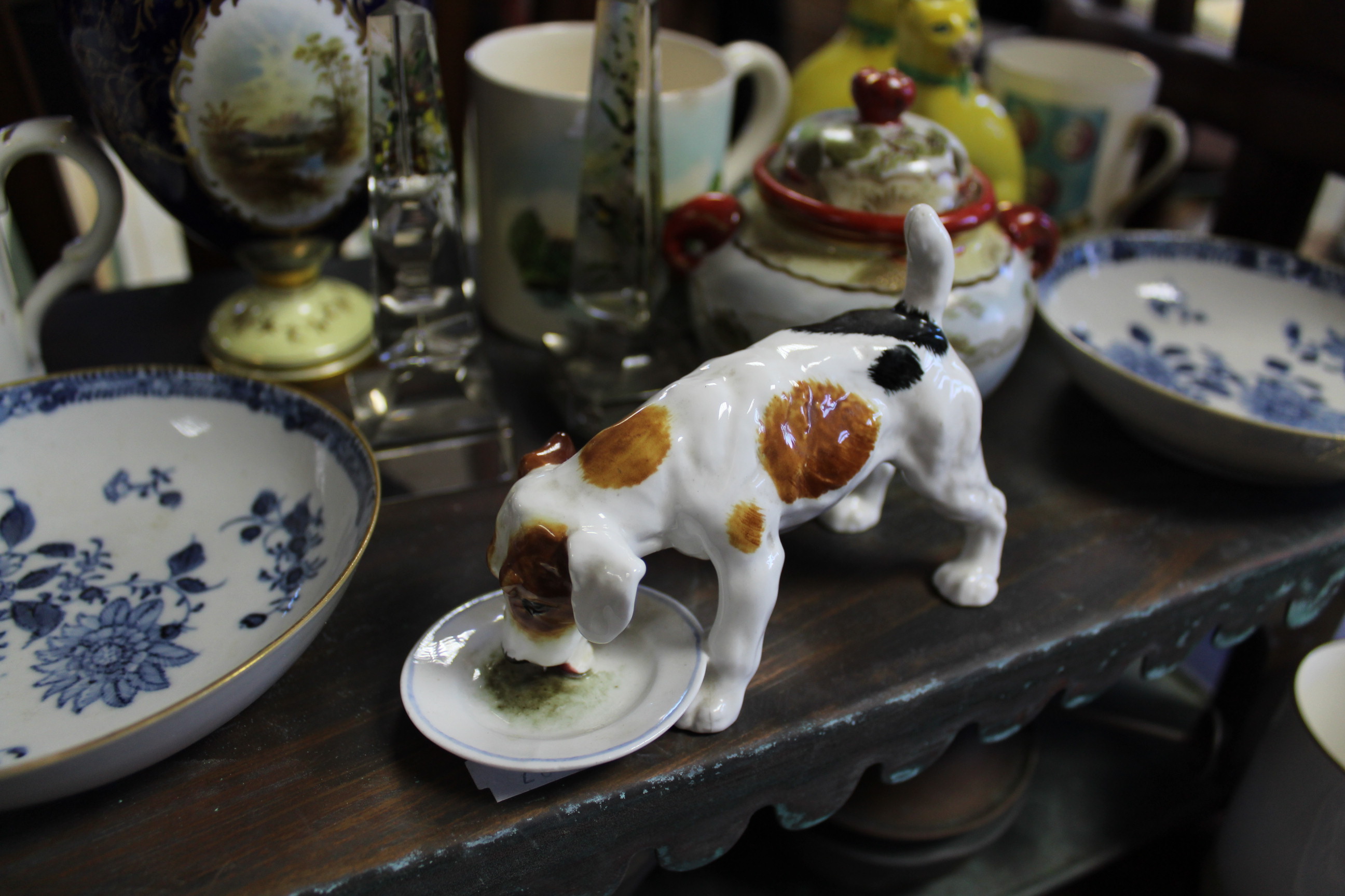 A Royal Doulton character dog ornament (HN 1158); two items of Goss crested china; a pair of Chinese - Image 2 of 6