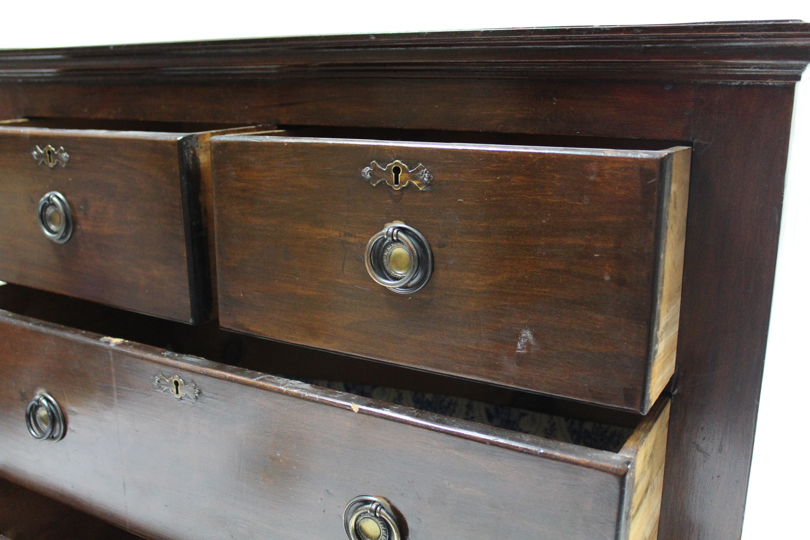 A late 19th century mahogany small chest, fitted two short & two long graduated drawers with iron - Image 4 of 4