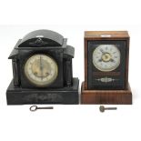 A late 19th/early 20th century American Jerome & Co. Rose Cottage 1 Day Time Piece Alarm clock,