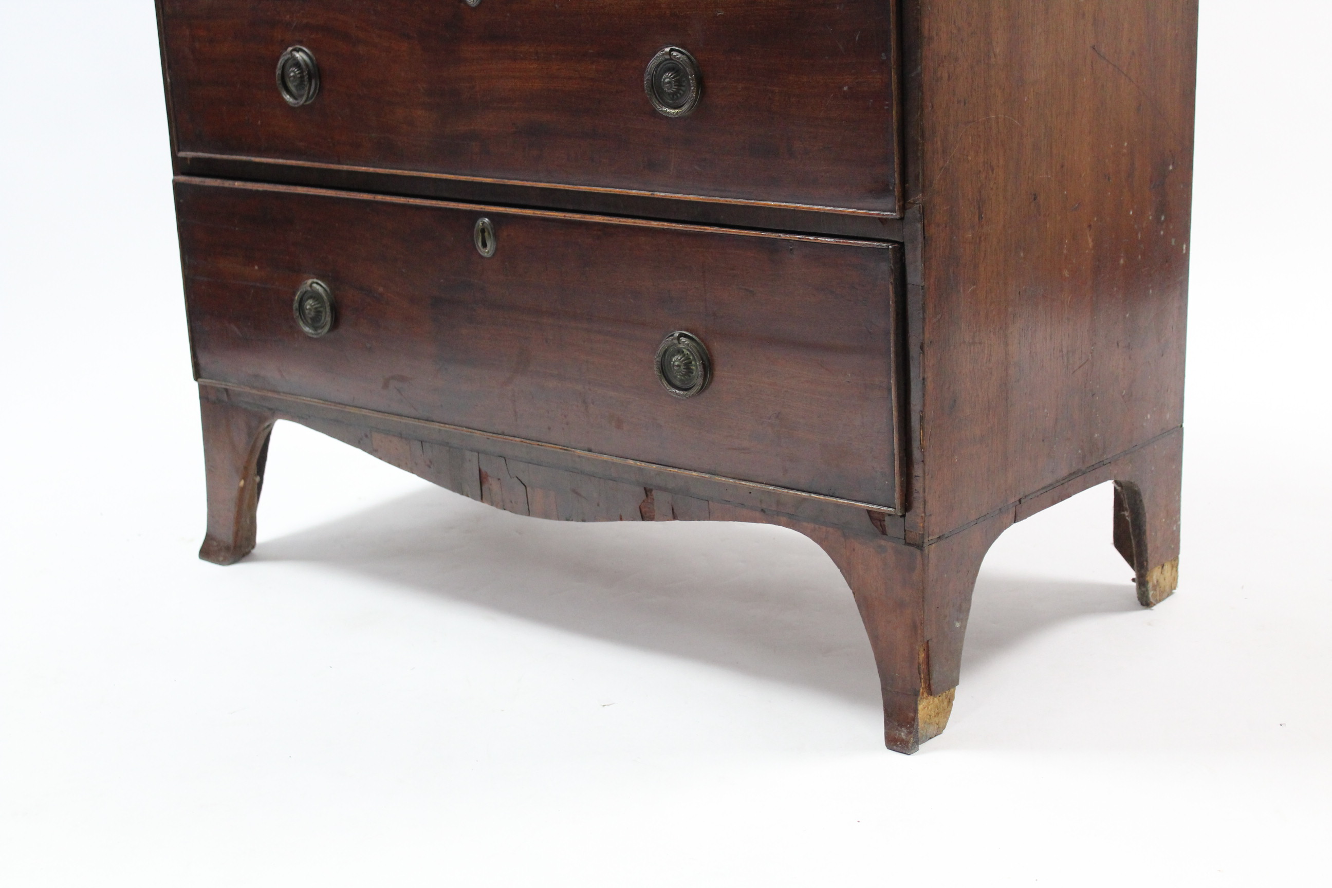 A 19th century inlaid-mahogany small chest fitted two short & two long drawers with brass ring - Image 3 of 4