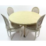 A set of six continental style white painted wooden dining chairs (including a pair of carvers)