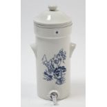 A Royal Doulton (?) stoneware water-filter with blue & white transfer printed decoration, 21” high.