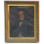 ENGLISH SCHOOL, 19th century. A half-length portrait of a gentleman wearing dark jacket & brown