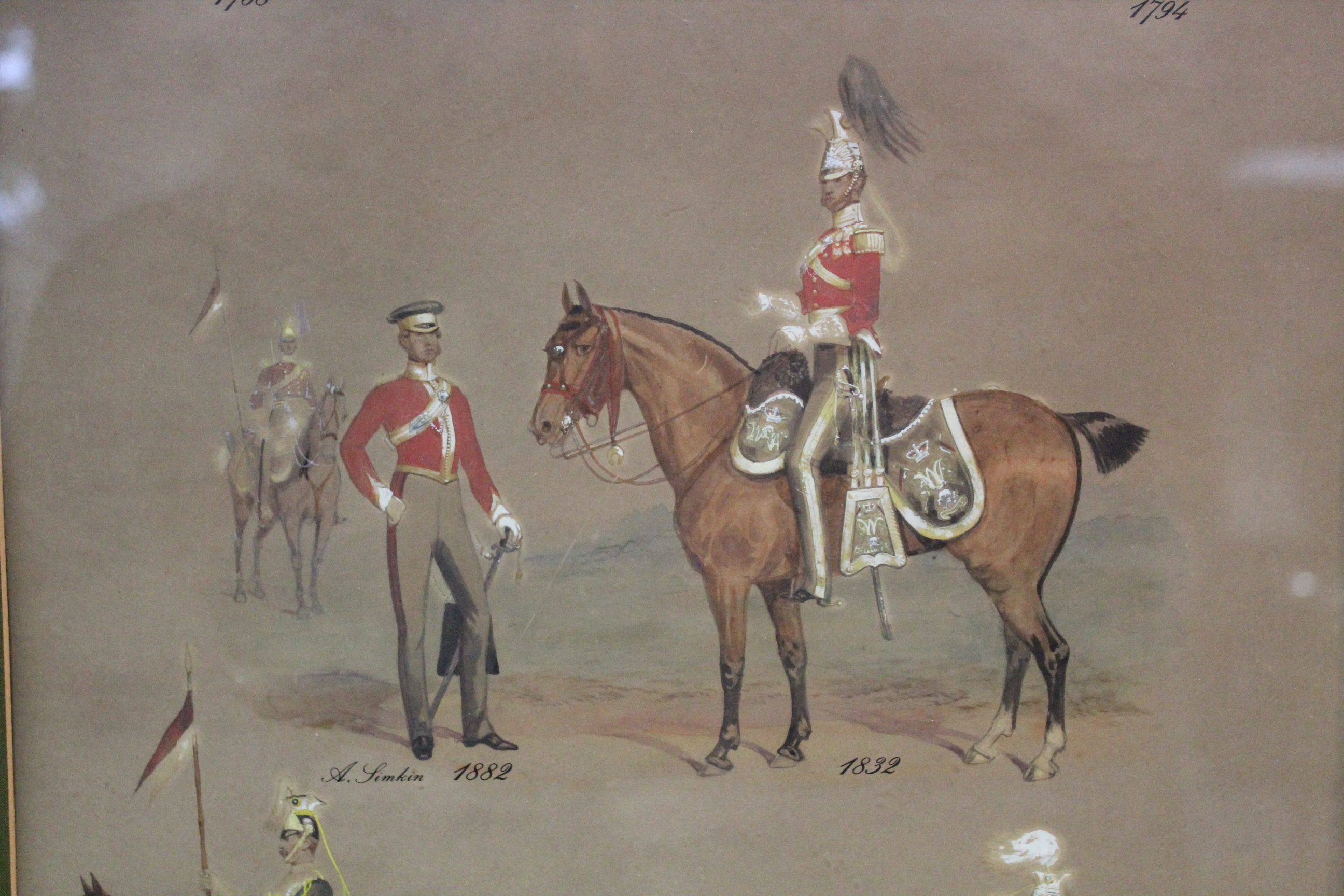 SIMKIN, A. Studies of British military uniforms, 1768-1883, watercolour: 21” x 14”; & a portrait