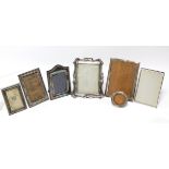 Five various rectangular photograph frames; & a small circular photograph frame, w.a.f.