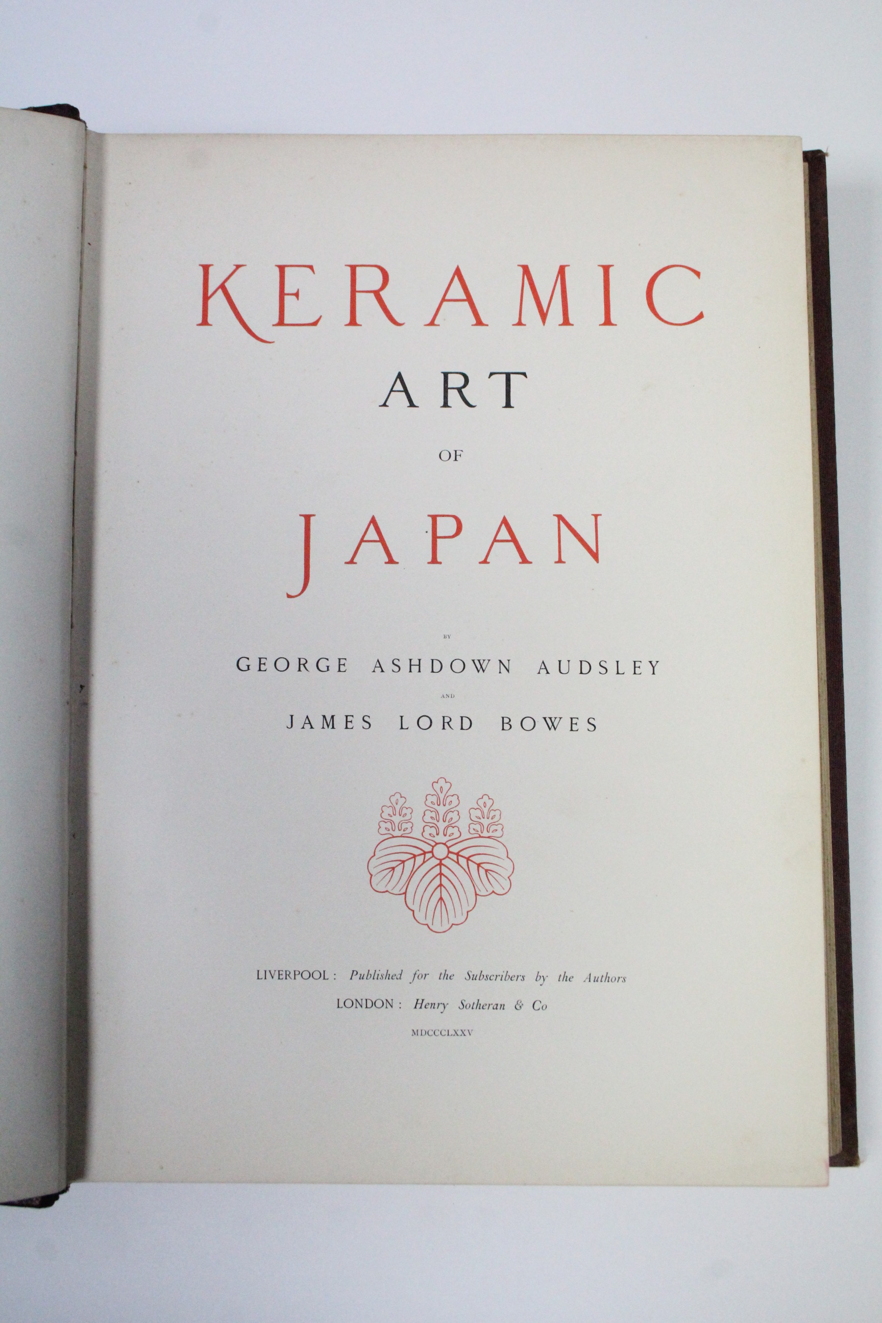 AUDSLEY, George Ashdown, & BOWES, James Lord. “Keramic Art of japan”, two vols., publ. 1875, - Image 9 of 10