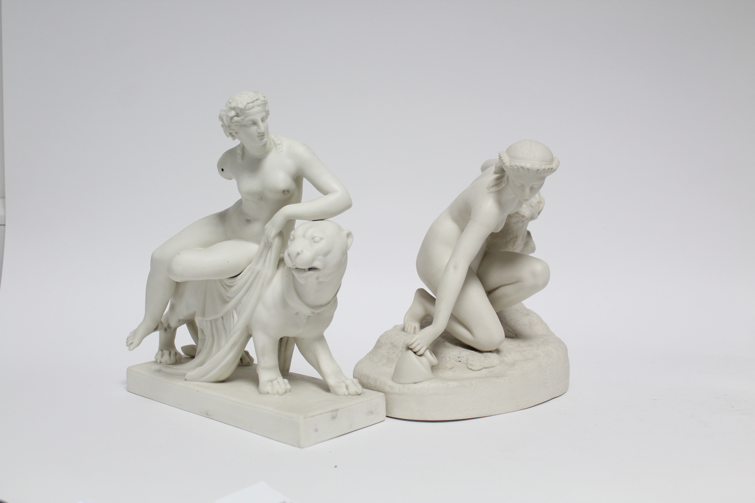 A Victorian parian nude figure of a young woman beside a tree stump kneeling to fill a water jug, on - Image 2 of 5