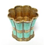 A Danish gilt-sterling & turquoise enamel “Queen Margrethe” cup by Anton Michelsen, of waisted