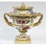 A CHAMBERLAIN’S WORCESTER ICE PAIL of Warwick Vase form, with pine-cone finial to the cover,