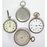 An Edwardian silver cased gent’s open-face pocket watch, the white enamel dial with black roman