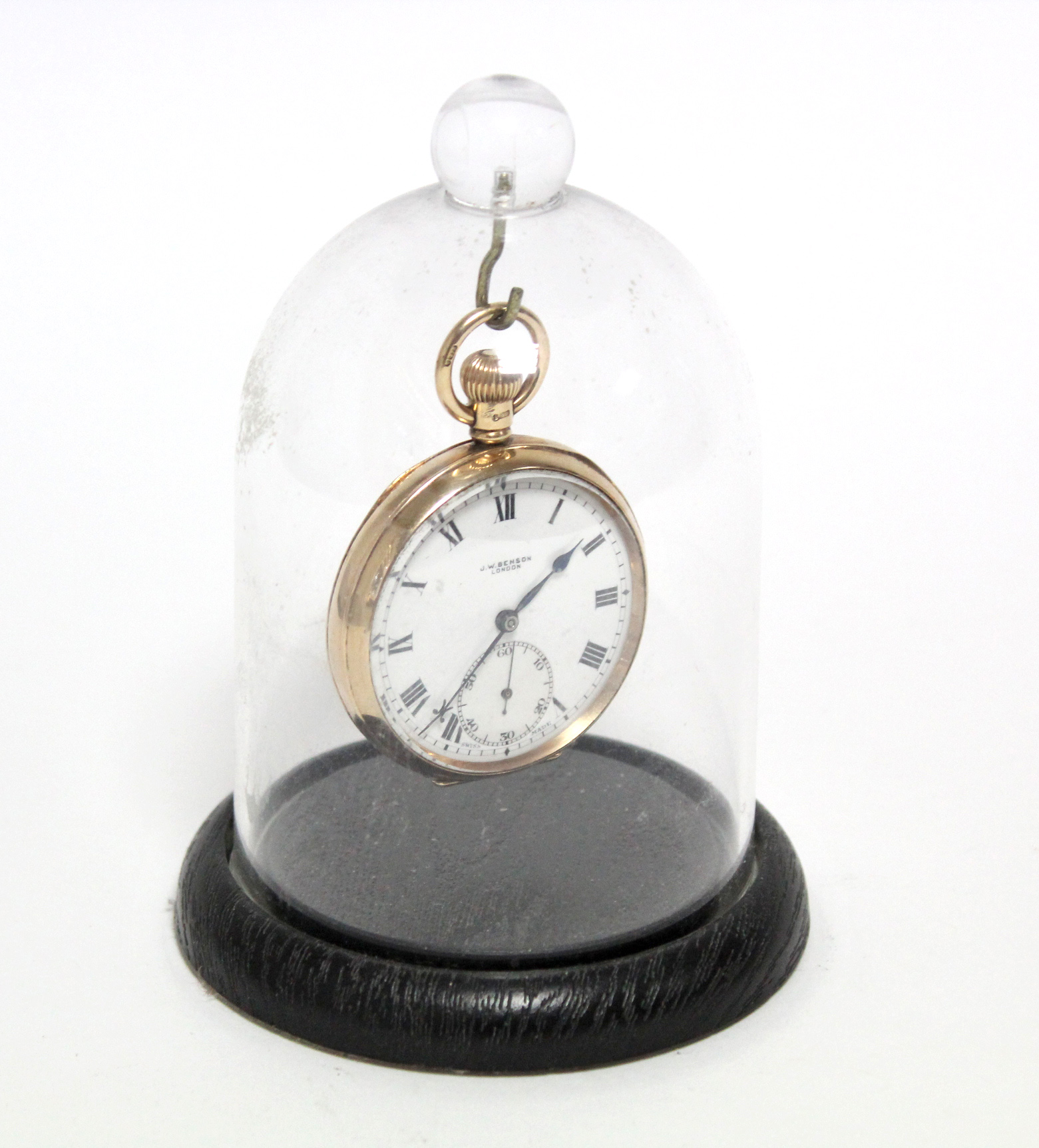 A 9ct. gold cased gent’s open-face pocket watch, the white enamel dial with black roman numerals & - Image 7 of 7