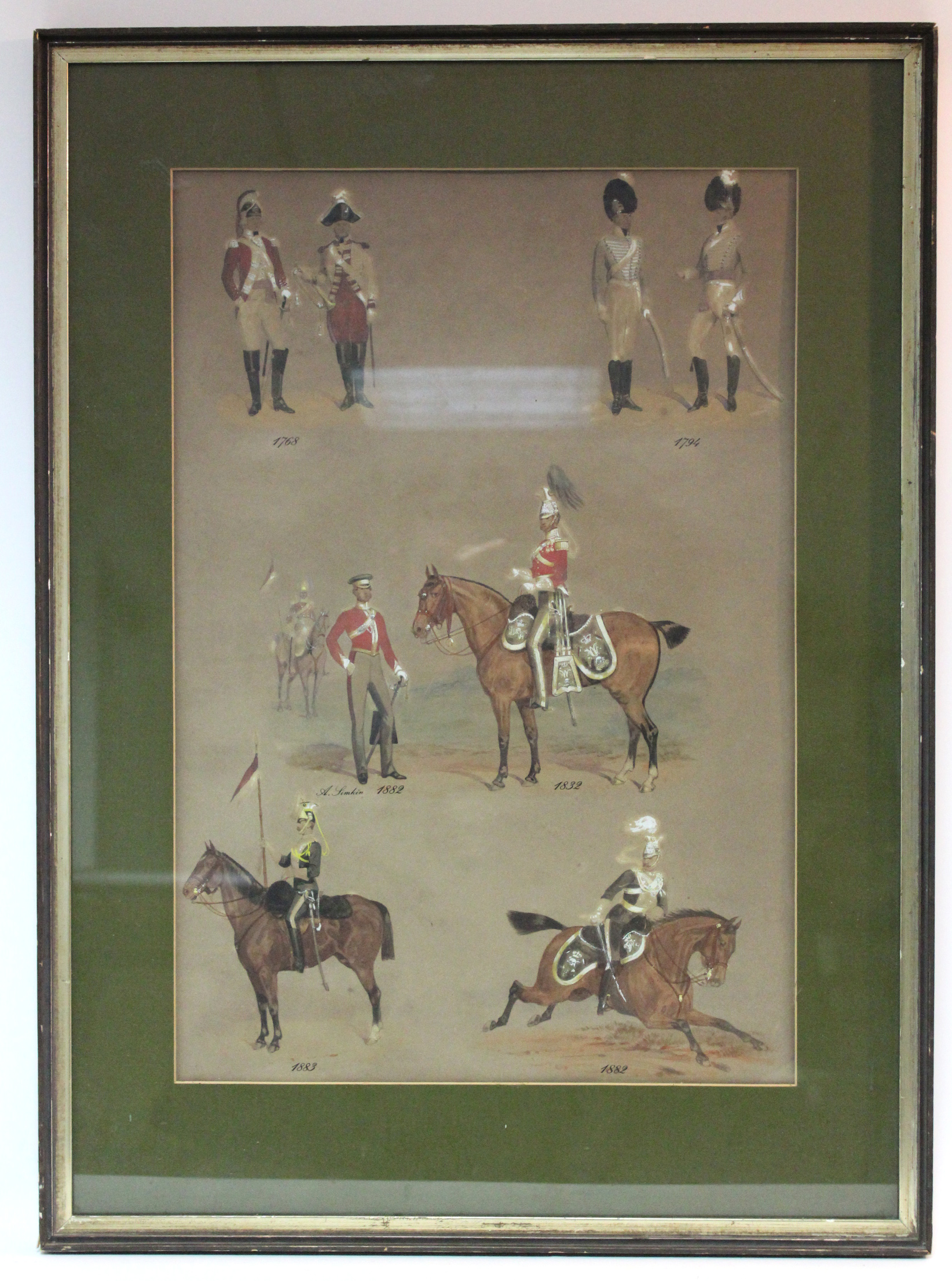 SIMKIN, A. Studies of British military uniforms, 1768-1883, watercolour: 21” x 14”; & a portrait - Image 2 of 7