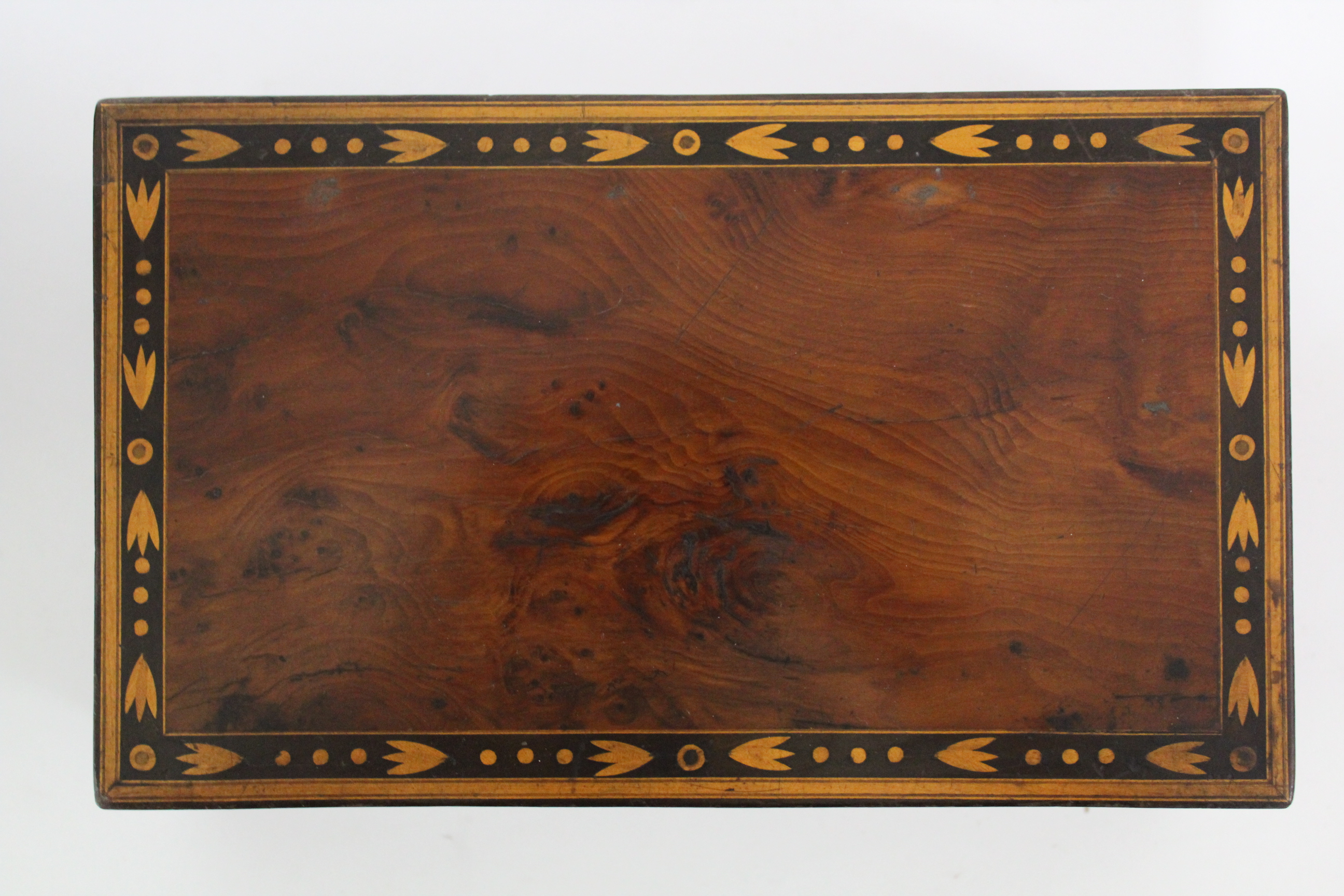 A 19th century tulipwood rectangular box with hinged lid & green morocco-lined interior, 7½” wide; & - Image 6 of 7