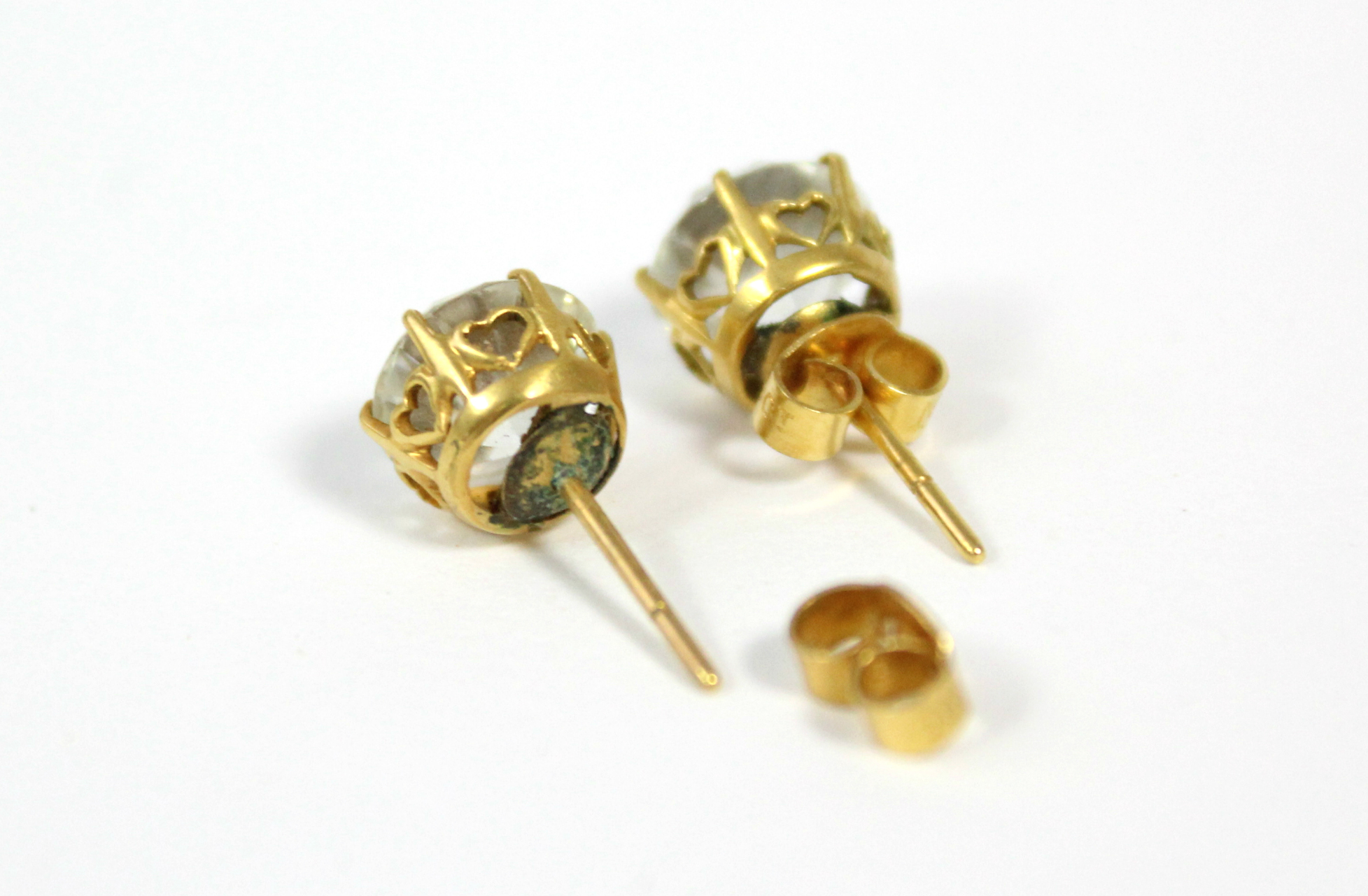 A pair of white topaz ear studs. - Image 3 of 3