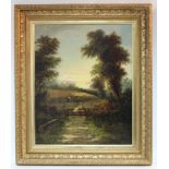 WALTON, J. (mid-19th century). A harvest landscape, & the companion painting of farmers beside a