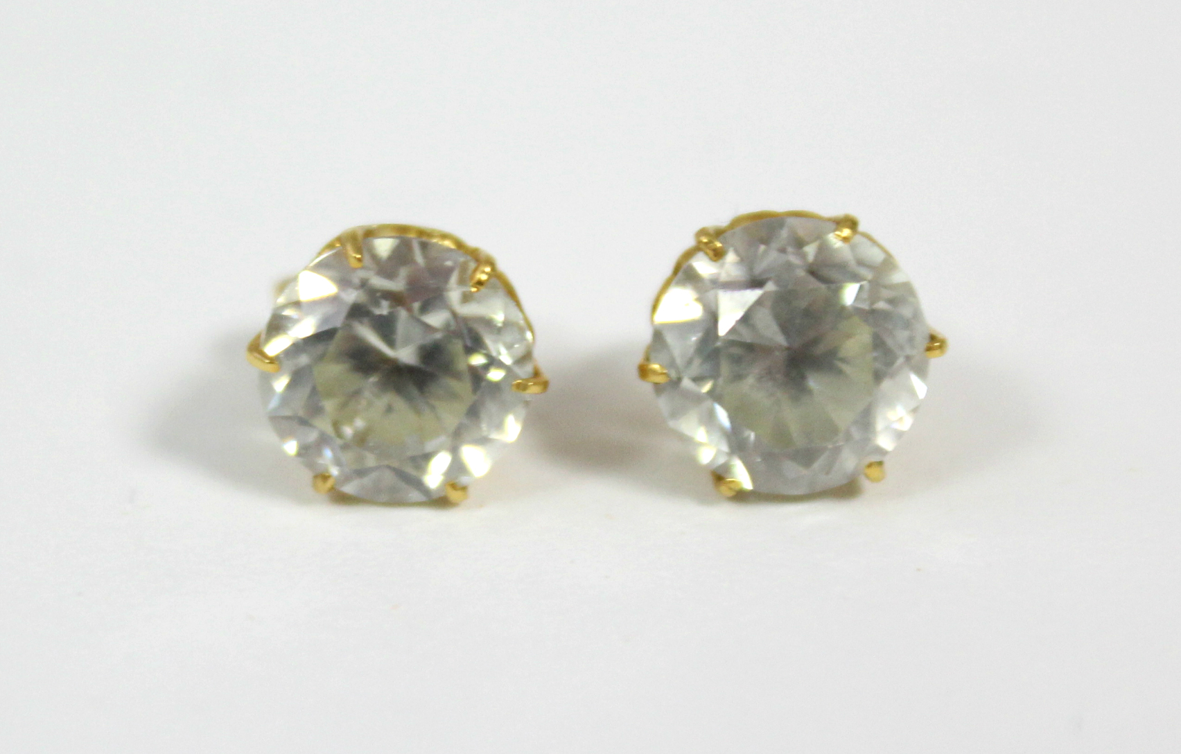 A pair of white topaz ear studs. - Image 2 of 3