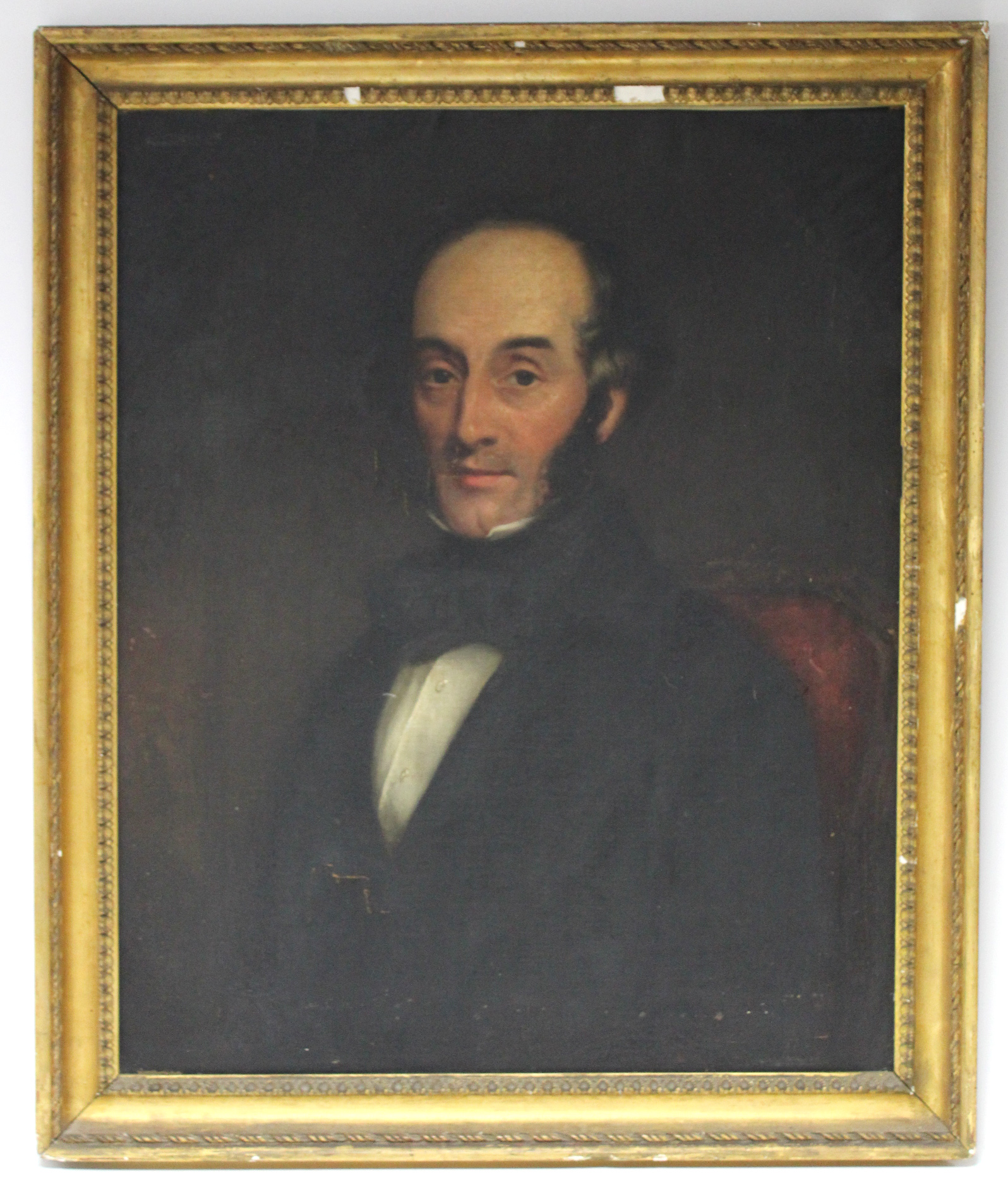 ENGLISH SCHOOL, late 19th century. A head-&-shoulders portrait of a gentleman, wearing dark jacket &