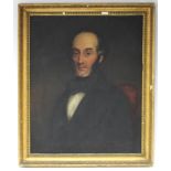 ENGLISH SCHOOL, late 19th century. A head-&-shoulders portrait of a gentleman, wearing dark jacket &