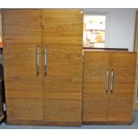 A 1930’s walnut bedroom suite comprising a twin-door wardrobe, 48” wide x 72¾” high, a millinery