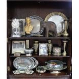 A kitchen scale; a 400-day mantel clock; various items of platedware & metalware, etc.