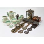 Nineteen items of Susie Cooper floral decorated tea & coffee ware, part w.a.f.; a brass-cased mantel