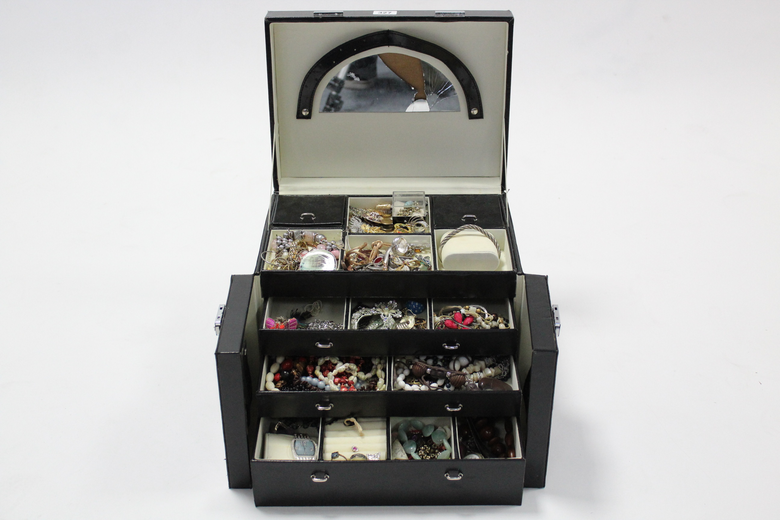 Various items of costume jewellery, with jewellery cabinet. - Image 2 of 2