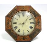 A 19th century continental wall clock with 8¼” diam. painted convex dial in gilt decorated octagonal