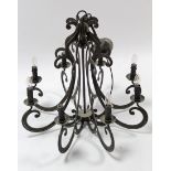 An eight branch chandelier, 31” wide x 28” high; together with a gilt table lamp; & seven