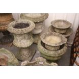 Ten various reconstituted-stone garden flower pots (part w.a.f.)