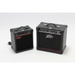 A Peavey “Rage 158” practice amplifier; & a Rhina “RGA-10” ditto.