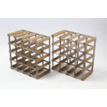 A pair of sixteen-division wine racks, 17” square.
