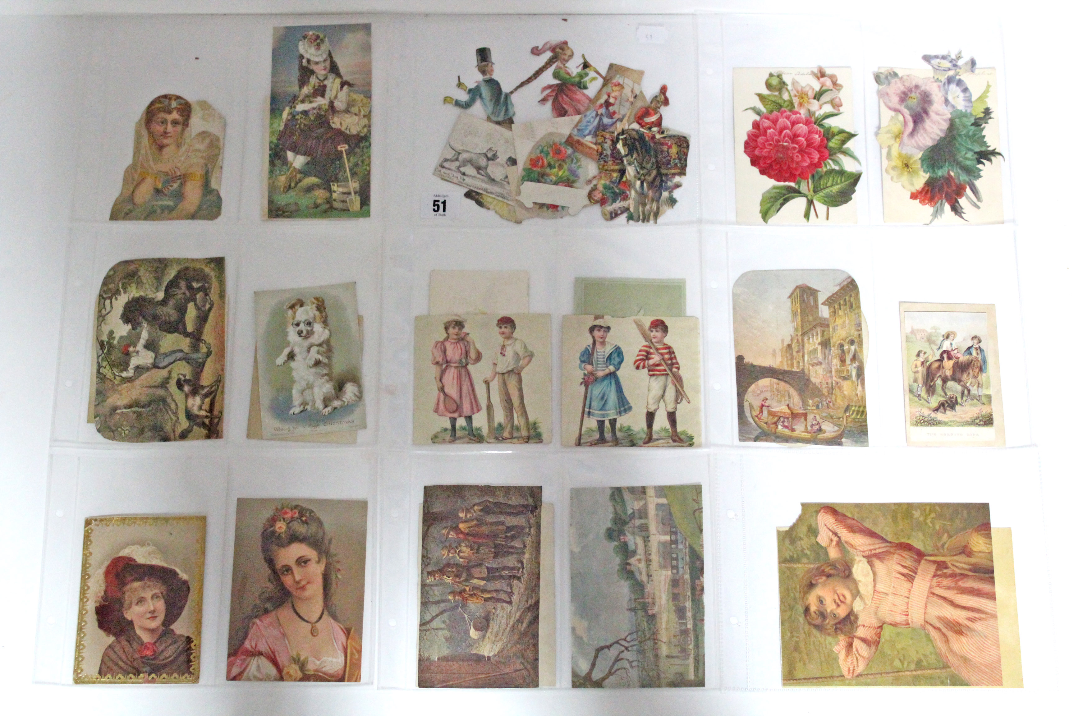 Approximately fifty various cards, scraps, & illustrations, late 19th/early 20th century,