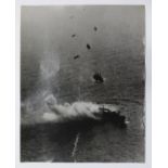 Four WWII Air Ministry Reconnaissance photographs titled: “Beaufighters Attack Enemy Shipping of