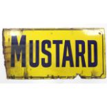 A yellow & black enamelled sign “MUSTARD”, 31” x 15¾” (w.a.f.).