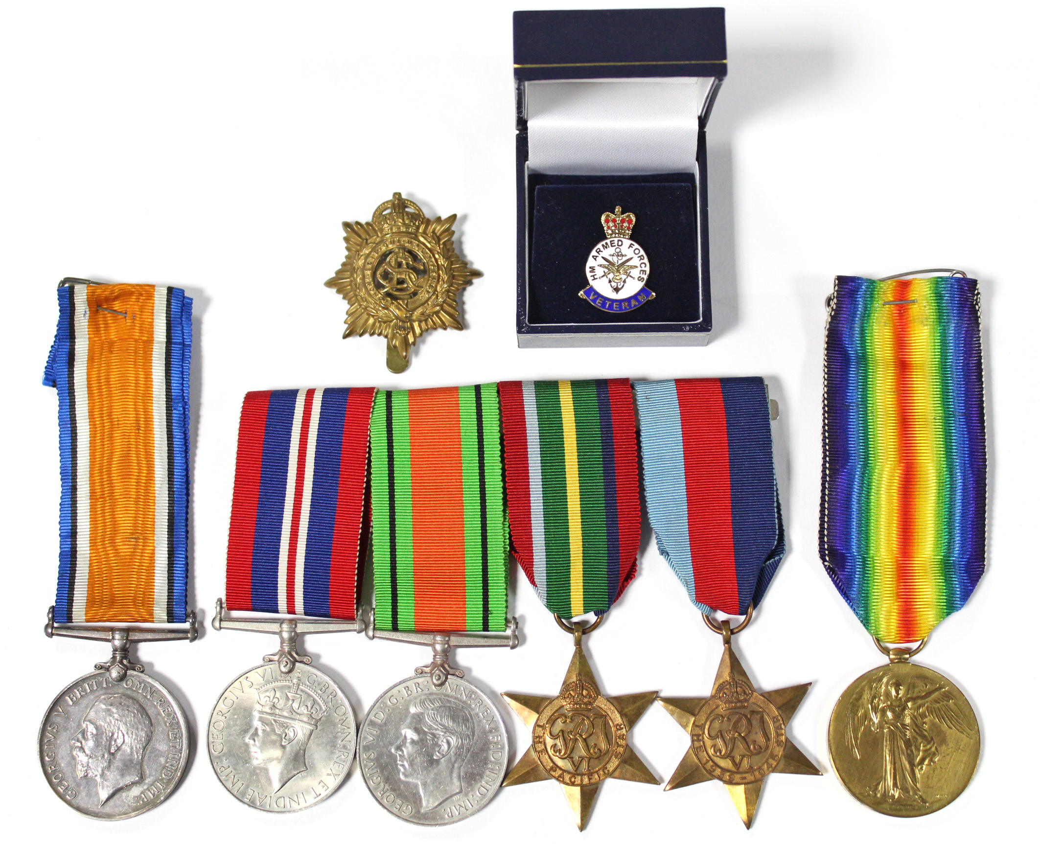 A WWI pair: British War Medal & Victory Medal, awarded to Pte. G. H. Riddle, ASC., mounted for