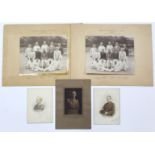 Three black & white portrait photographs of WWI soldier soldiers; a set of twelve volumes “The Great