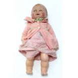 A Handwerck (?) bisque head baby doll (HW 6X) with blue sleeping eyes, open mouth, & composition