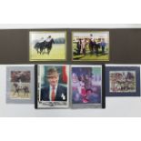 Approximately thirty various photographs & illustrations of horse racing jockeys & horses, some