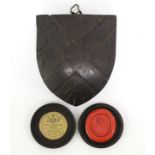 An early 19th century turned wood flat circular seal box, bearing paper trade label of “John Warwick