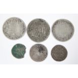 An early silver long-cross penny; another early silver hammered coin; a William III sixpence,