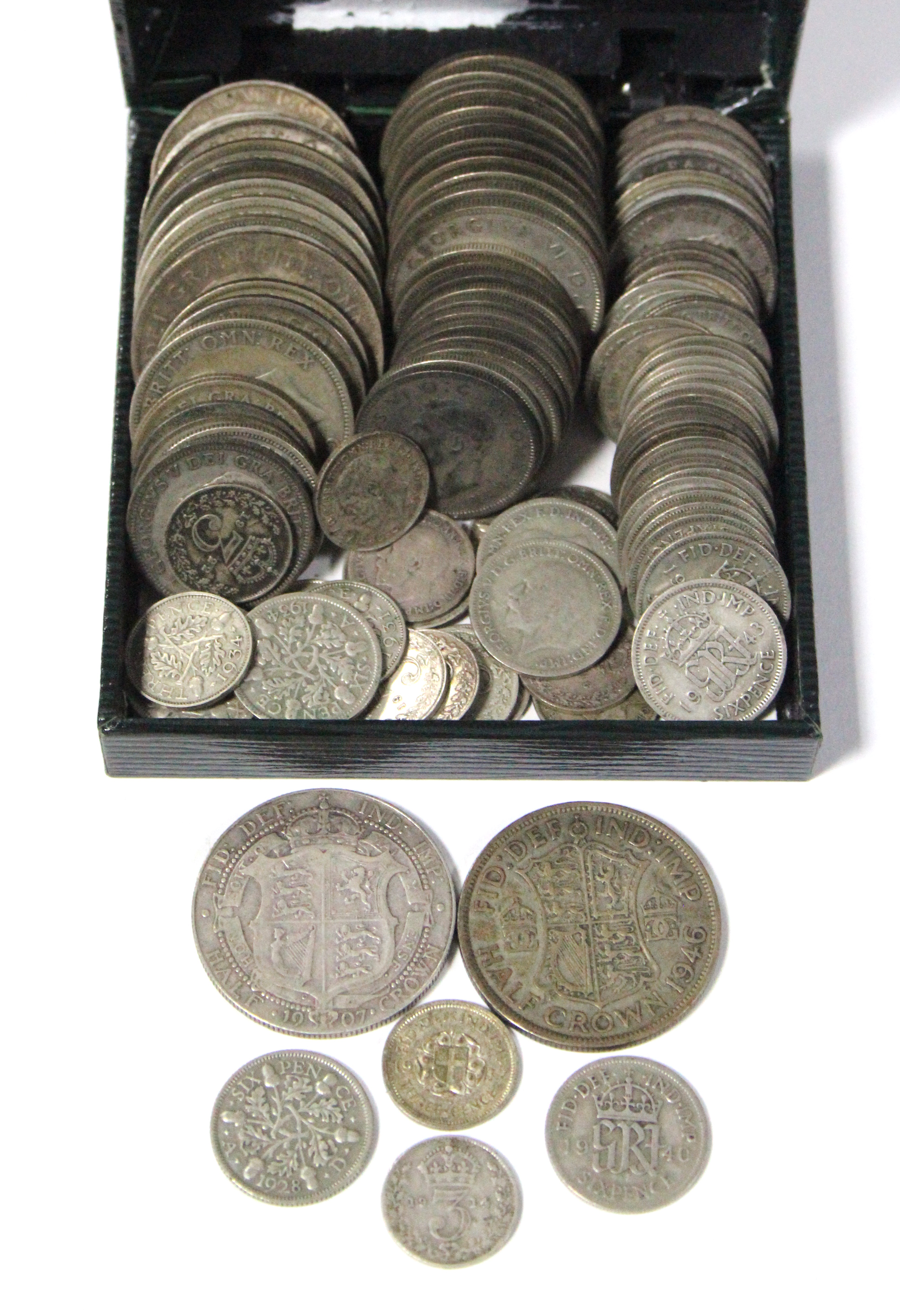 An Edward VII half-crown, two ditto florins, & a ditto shilling; seven George V half-crowns,