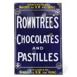 AN EARLY 20th CENTURY ENAMELLED RECTANGULAR SIGN “ROWNTREE’S CHOCOLATES AND PASTILLES”, 30” x 20” (