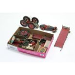 A Meccano scale model car, assembled; & various items of loose Meccano.