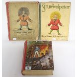 Three vintage volumes “The English Struwwelpeter” by Dr. Heinrich Hoffmann, “Struwwelpeter Mary