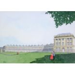 Two watercolour paintings of The Royal Crescent each signed Leach, 7¼” x 10½”; various botanical