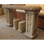 A pair of reconstituted stone garden seats, 43” long.