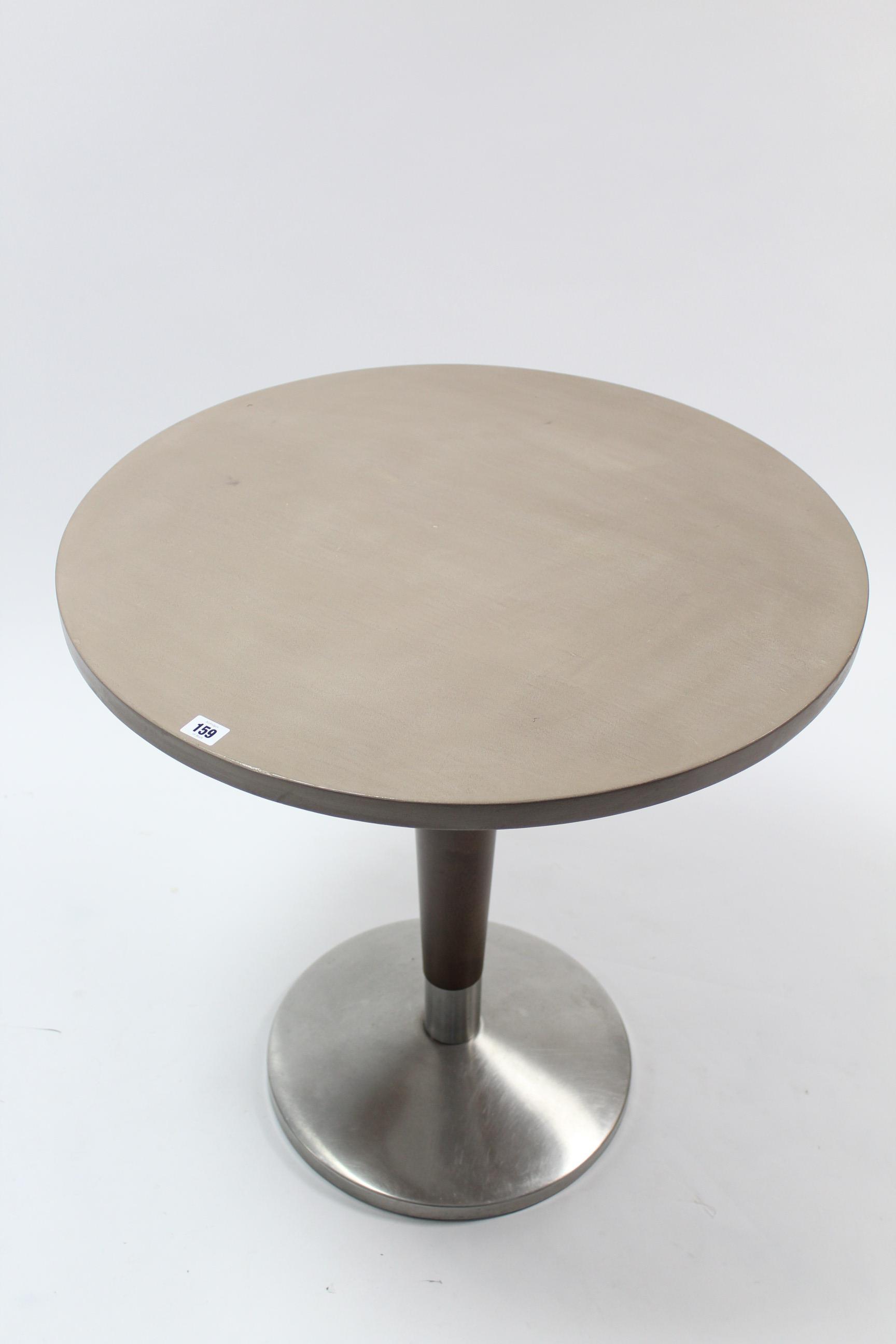 A chrome & dark brown finish kitchen table with light brown finish circular top, 27½” diameter. - Image 2 of 3