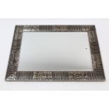 A large rectangular wall mirror in silvered-finish frame & inset bevelled plate, 34½” x 26½”; & a