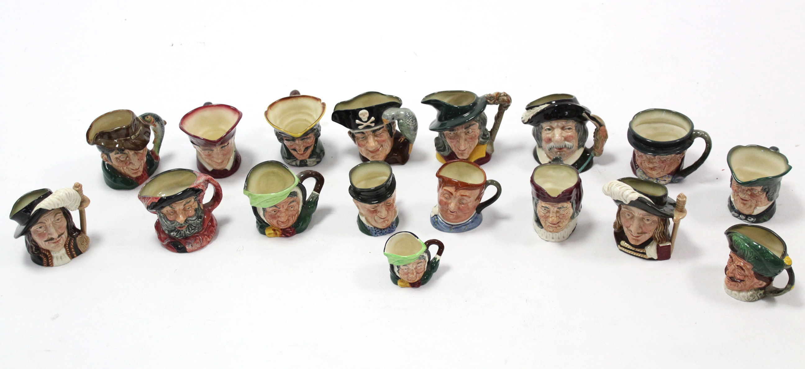 A Collection of seventeen Royal Doulton small character jugs, part w.a.f.